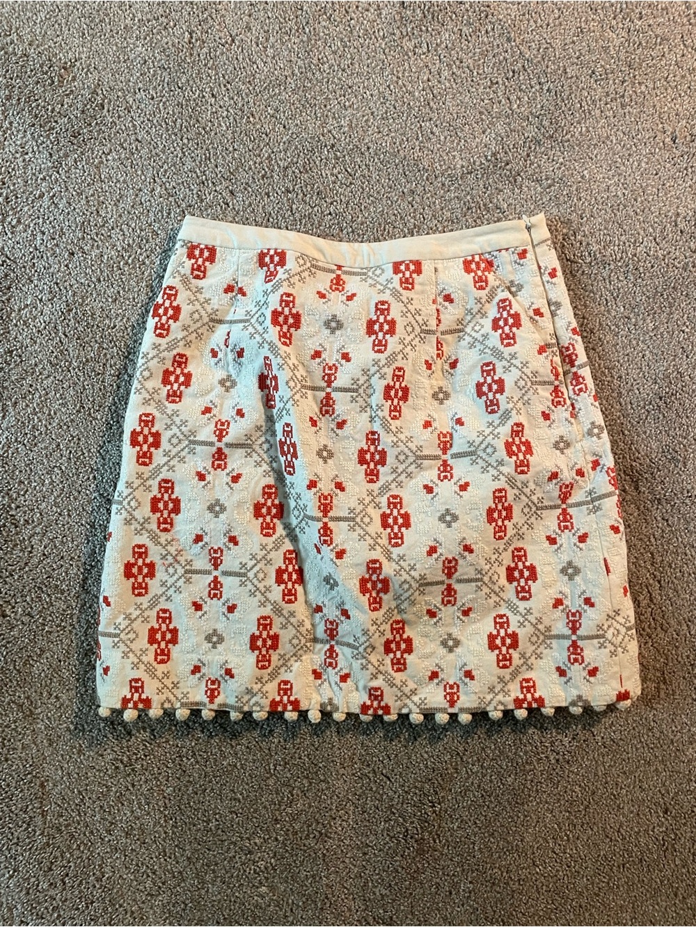 Cream and Orange Embroidered Mini Skirt - Brand